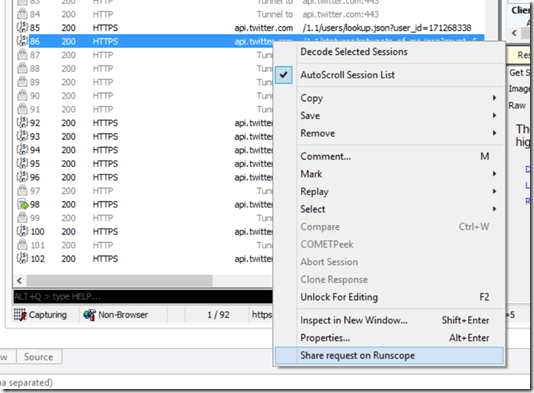 FiddlerContextMenu Share HTTP Request