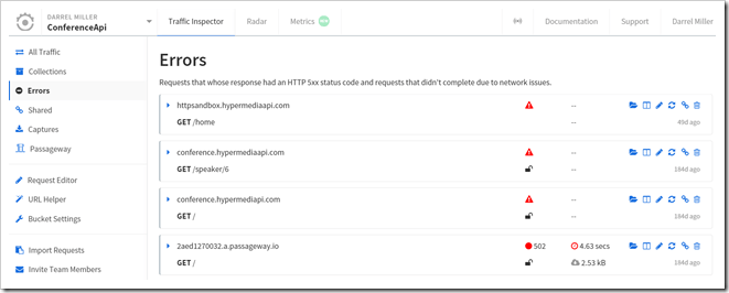image Traffic Inspector Errors Page