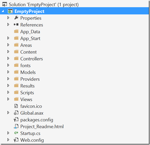 Visual Studio Solution Explorer EmptyProject