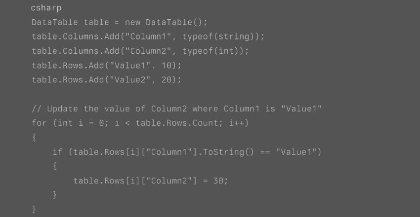 Datatable in C Sharp